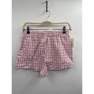 NWT Altar'd State Pyjama Shorts Women's Small Light Pink Plaid Drawstring Waist
